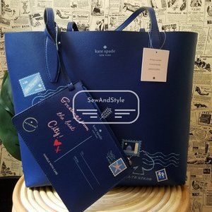 Kate Spade NWT Off the Grid Blue Reversible Tote
